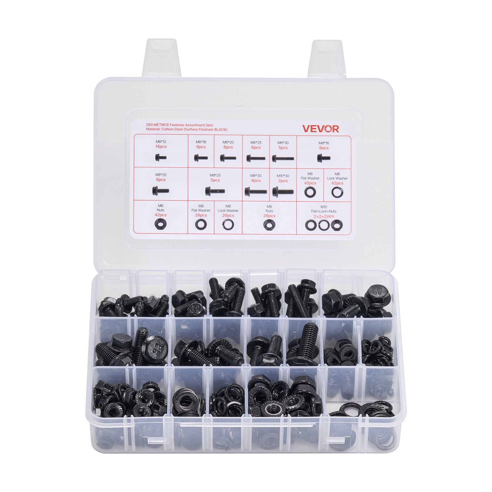 6cc1d92f-b11d-44f8-b6d6-8f9528539d05.jpg 280 Pcs Bolts Nuts Assortment Kit Metric Alloy Steel M6 M8 M10 - Image 1