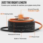 Self-Regulating Pipe Heating Cable, 60-feet 5W/ft Heat Tape For Pipes Freeze Protection, Protects PVC Hose, Metal And Plastic Pipe From Freezing, 120V - Image 5